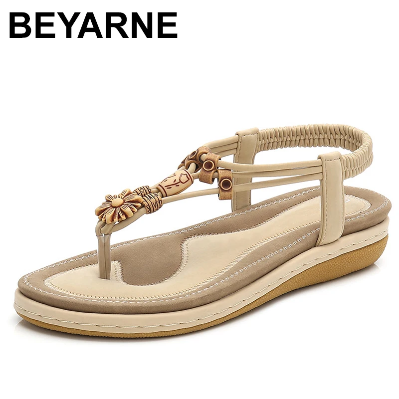 

Женские богемные сандалии BEYARNEsummer, пляжные повседневные сандалии на плоской подошве с круглым носком, большие размеры 36-44e662