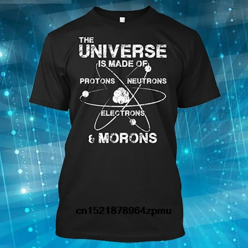 Мужская футболка Universe изготовленная из протонов моронов дизайн с буквами