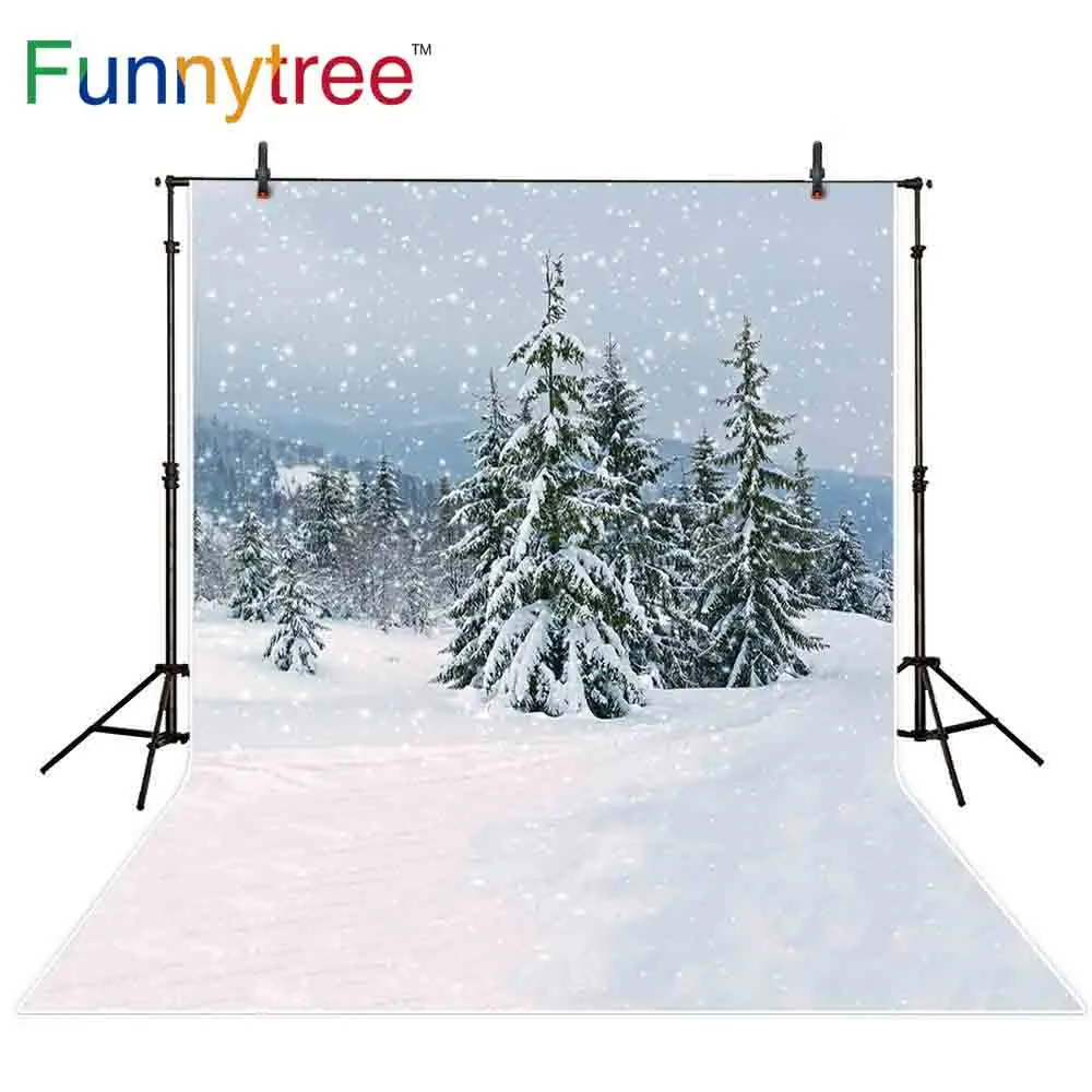 Funnytree фото фон студия зима снег Рождество фон лес пейзаж Фотография фотосессия боке виниловая фотозона