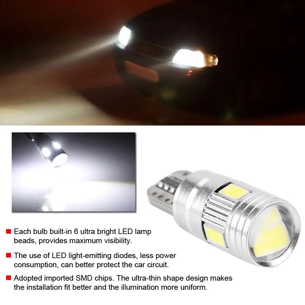 10 шт. T10 5630 6SMD W5W автомобильное декодирование светодиодный лампы Canbus Error Free Боковой габаритный фонарь освещения номерного знака «автомобильное парковочных огней