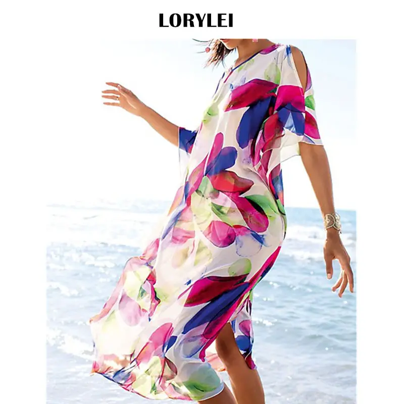 2021 сексуальное разноцветное прозрачное шифоновое длинное пляжное платье с