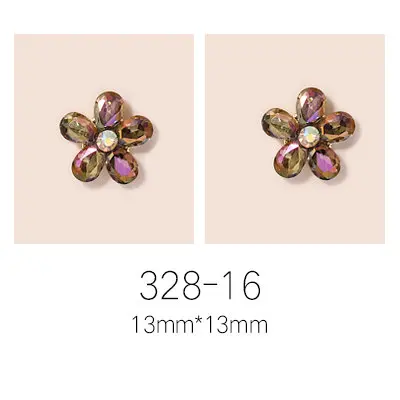 328-16 10pcs/lot super big luxury metal Nail art jewelry drop tears Rhinestone flower nails parts decorations Manicure Nail Accessories - Цвет: 328-16