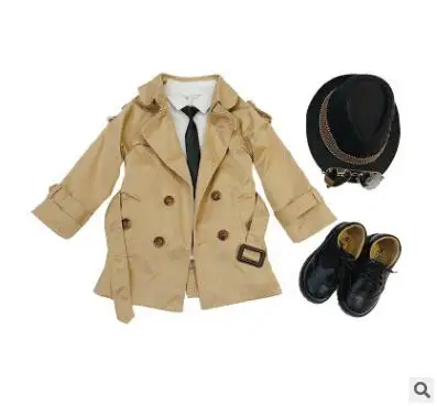 Весна Осень 2018 детское длинное пальто ветровка джентльменское платье куртка