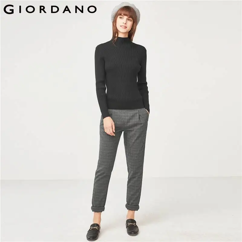 Джордано Для женщин Свитера пуловеры Ribbed Mockneck одноцветное Цвет одежда с длинным