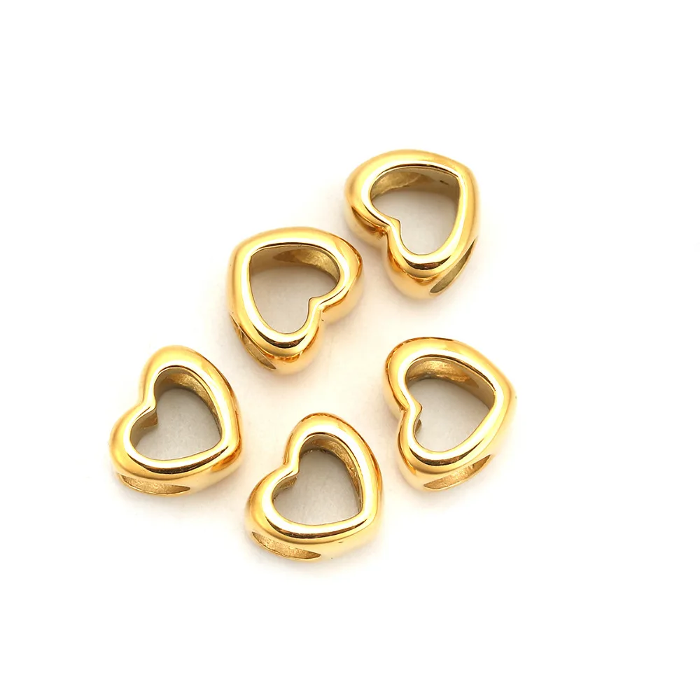 DoreenBeads 304 бусины из нержавеющей стали в форме сердца золотого цвета 11 мм (3/8 &quot) x 10