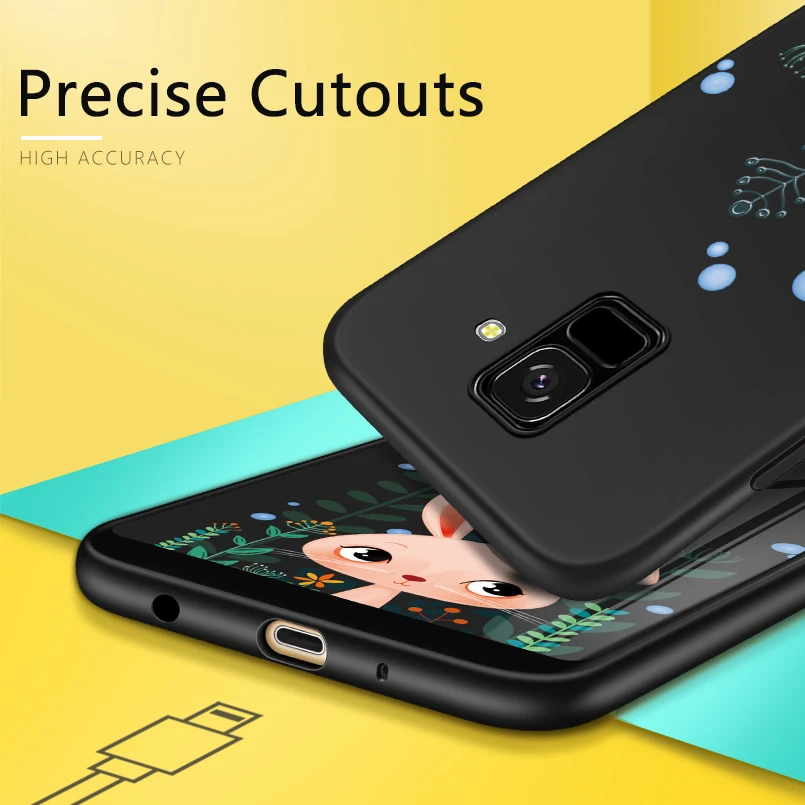 Силиконовый чехол для Samsung Galaxy A8 2018 с милым мультяшным рисунком Plus противоударный