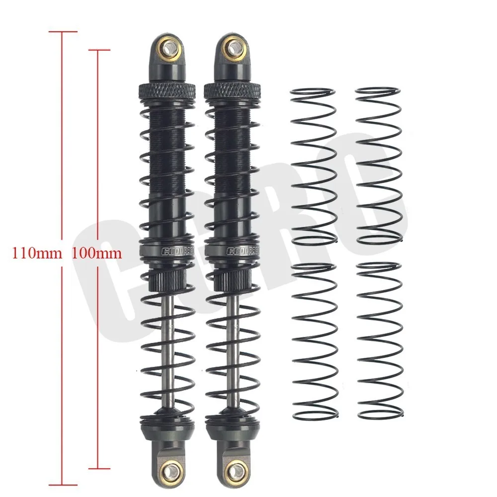 Gray 100mm 2pcs Двойной пружинный гидравлический металлический амортизатор 100/110 мм для 1/10 RC Гусеничный автомобиль TRX4 D90 осевой Scx10 90046 RC4WD CC01 - Color: Gray 100mm 2pcs