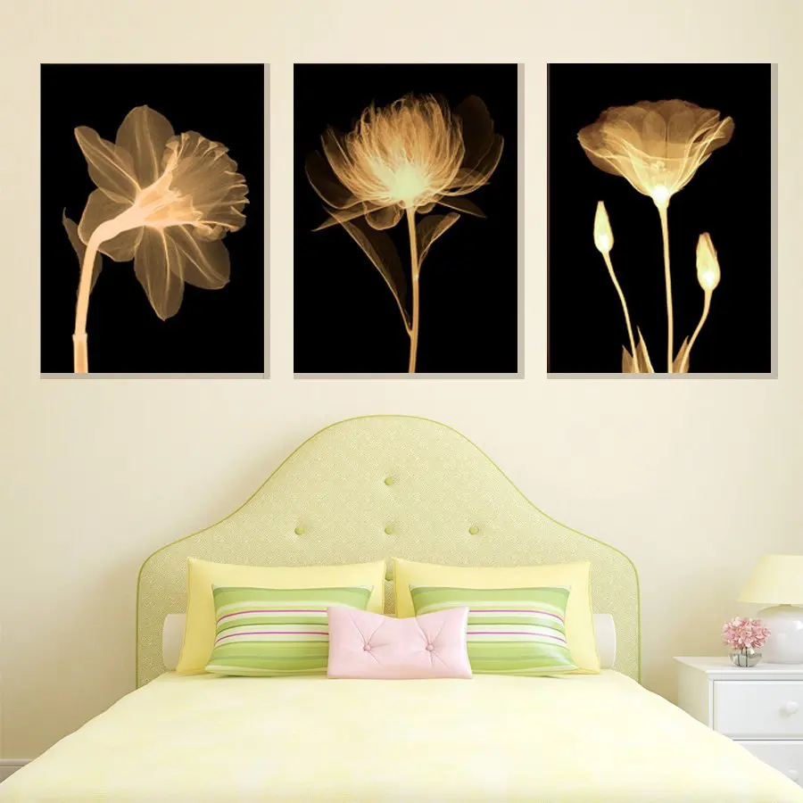 Yellow Fluorescent Flower HD Print Canvas Paintings Wall Artwork Prints Picture Home Decor for Living Room | Дом и сад