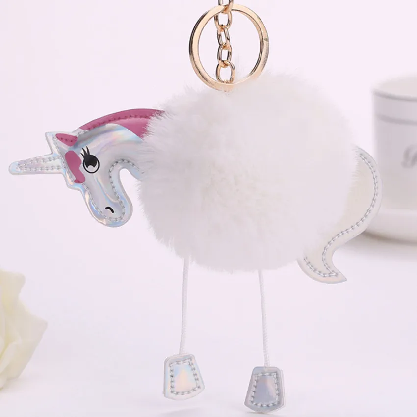 Скандинавский Пушистый Единорог брелок из искусственного меха кролика помпон