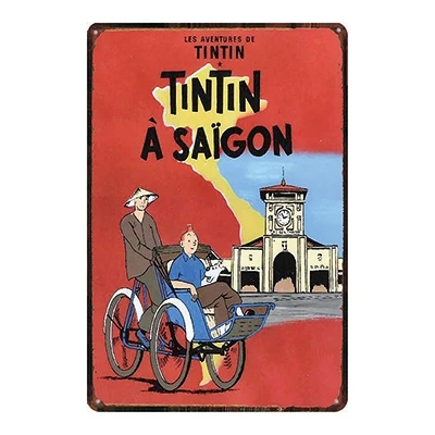 DU2217 Tintin мультфильм жестяная вывеска металлическая тарелка потертый шик железная живопись детская комната настенный бар домашнее искусство Ремесло Декор 30X20 см DU-2217 - Цвет: DU2217