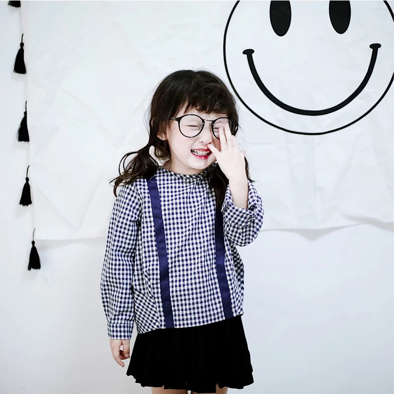 Новая Корейская рубашка с сетчатым узором для девочек на весну и осень Детская