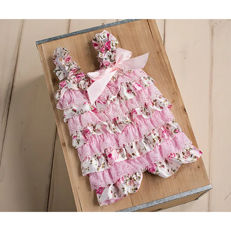 Комбинезоны для маленьких девочек розовый цветочный кружевной комбинезон Petti с