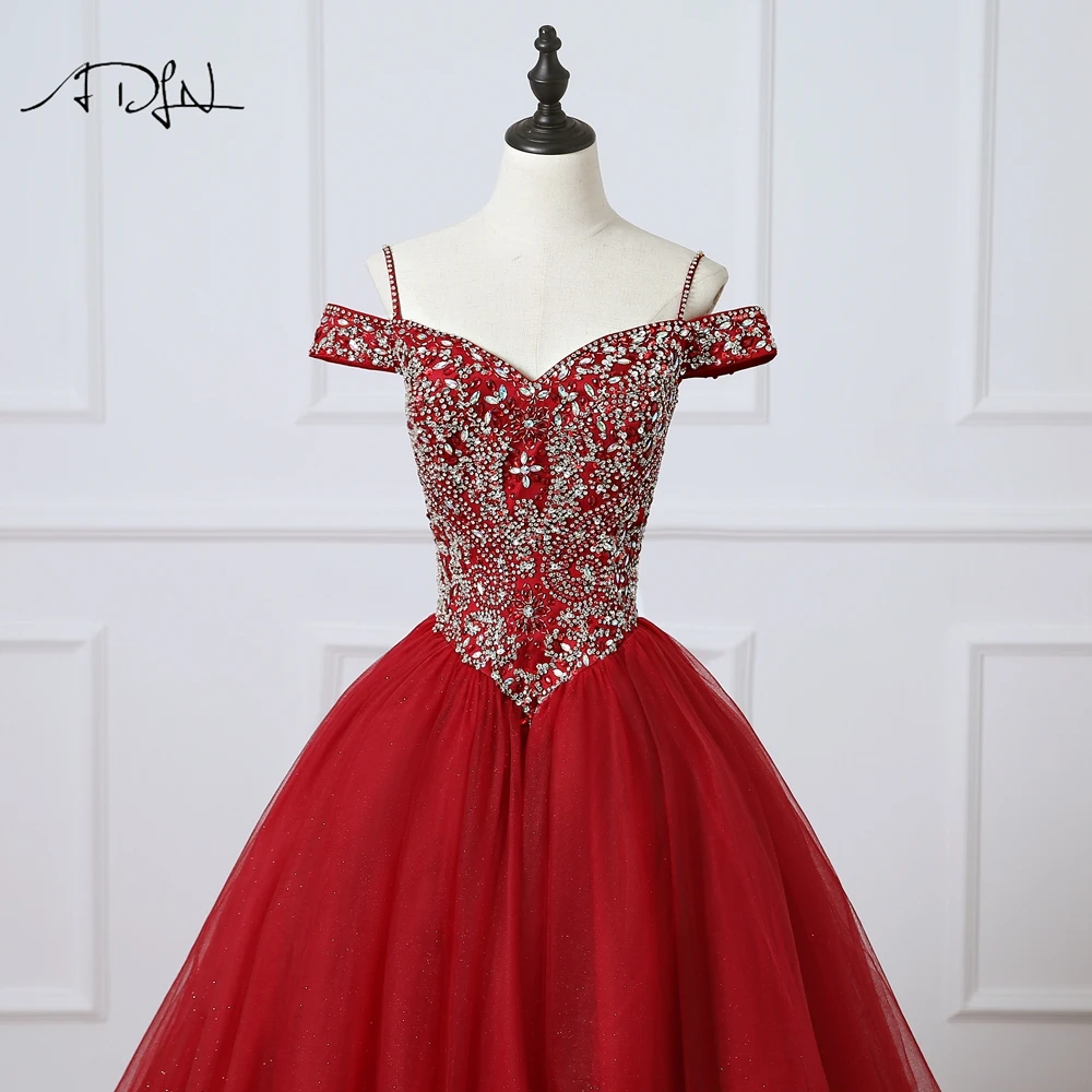 ADLN сильно бисером бордовые платья Quinceanera бальное платье высокого качества