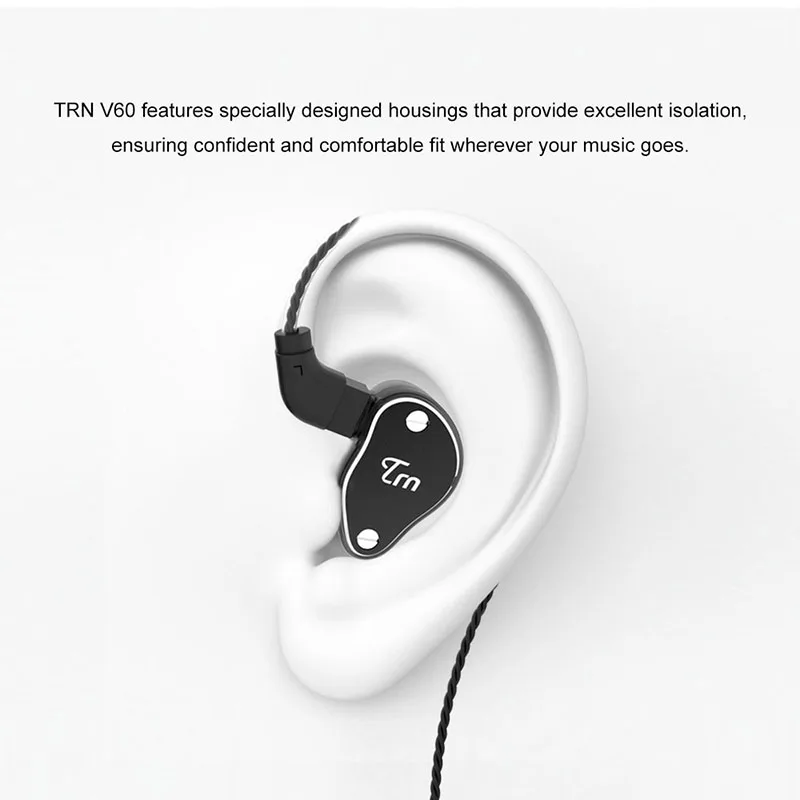 Гибридные металлические наушники вкладыши TRN V60 1BA с 2DD Hi Fi монитор спортивные для