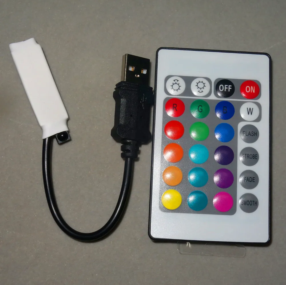 ИК-контроллер Mini USB RGB с 24-кнопочным ИК-пультом Вход 5 в постоянного тока Выход 4 а * 3