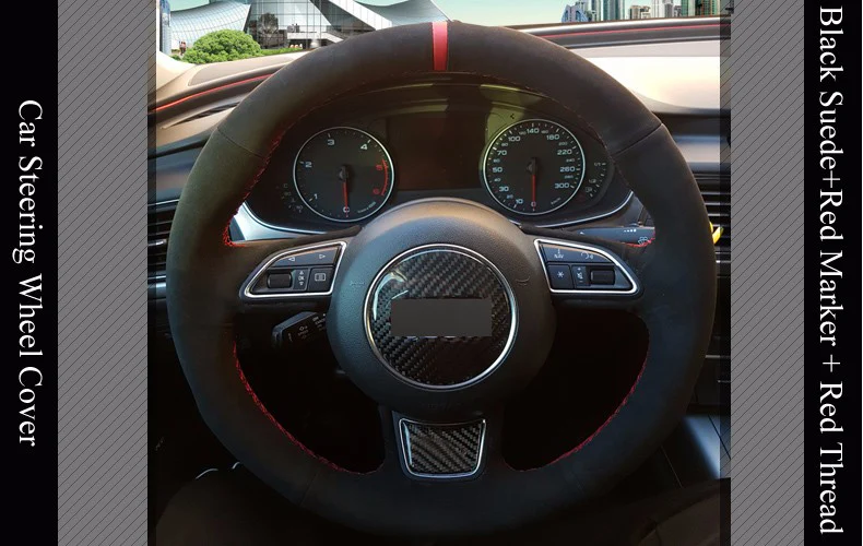 Lqtenleo черная замша DIY Ручная прошивка автомобиля рулевое колесо Крышка для Audi A1 A3 A5 A7