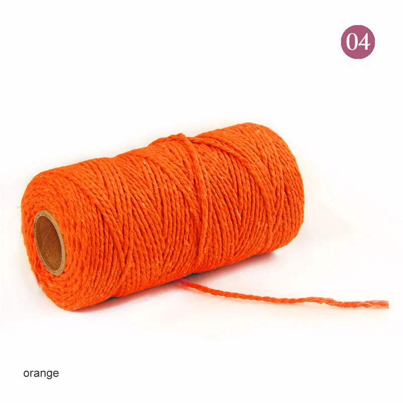 orange Ремесленная струна, 19 цветов, сделай сам, Свадебный декор, поставка, ручная работа, хлопковые шнуры, нить для шитья, 100 ярдов, веревка, скрученный шнур макраме - Цвет: orange