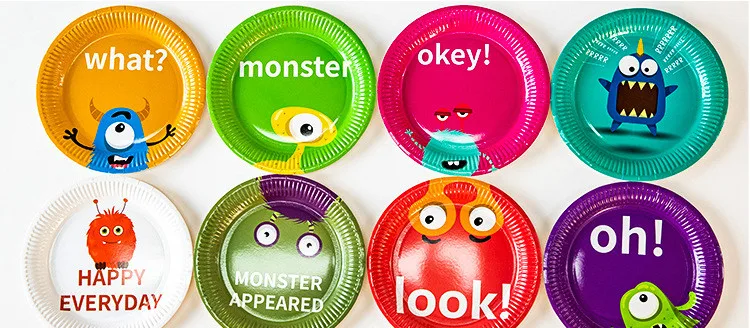Monster Sulley тема идея принадлежности для дня рождения Детские вечерние Мультяшные одноразовые столовые приборы скатерть Monster бумажный поднос чашка