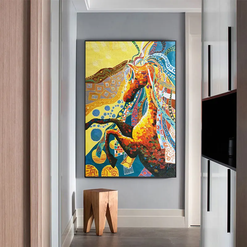 

Abstract European Picture on The Wall Splendid Colorful Horse Oil Painting Poster Print for Living Room Wall Art Salon Tableaux