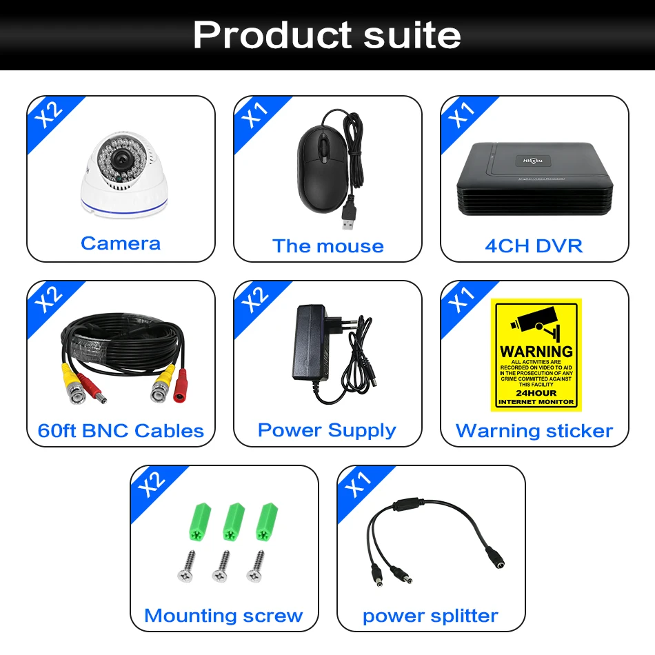 Hiseeu 4CH 1080N AHD DVR комплект видеонаблюдения Системы 2 шт. 720 P 1080 Купол Инфракрасная