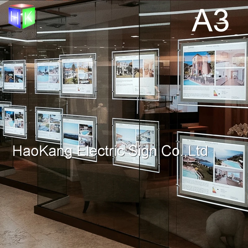 Двойная акриловая сторона кристаллический светодиодный плакат с подсветкой