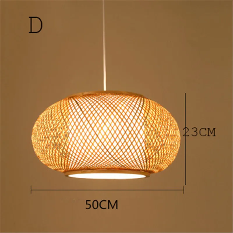 D 50CM Китайский бамбуковый светодиодный светильник для сада, ресторана, светодиодный подвесной светильник для отеля, фермы, чайный домик, фонарь, татами, Бамбуковая Подвесная лампа - Цвет корпуса: D 50CM