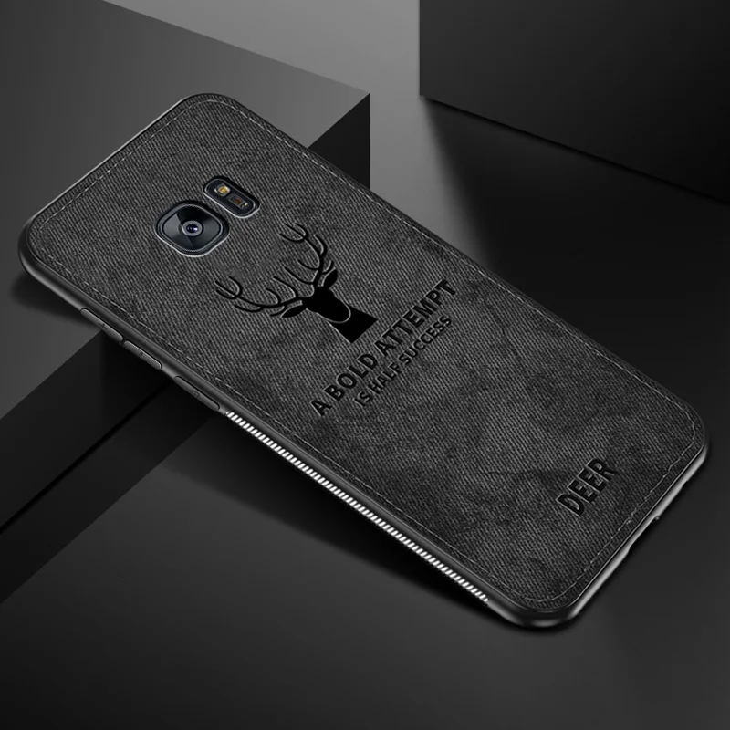 Black Чехол из ткани с оленем для samsung Galaxy S7, чехол на заднюю панель, защитный мягкий чехол из ТПУ для Galaxy S7Edge Edge S 7 7 S, чехол - Цвет: Black