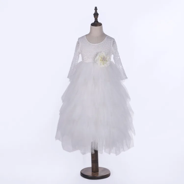 2017 новые летние корейские изящные кружевные платья с длинными рукавами и