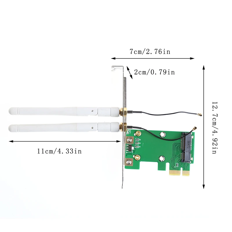 Беспроводная Wifi сетевая карта Mini PCI E к 1X настольный адаптер + 2 антенны|Сетевые