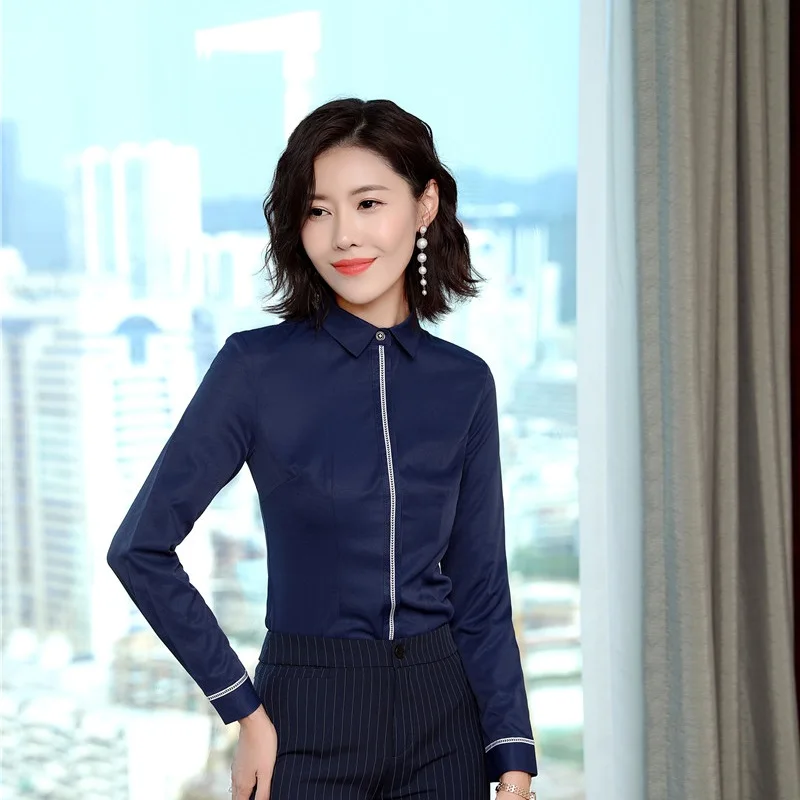 Ladies Uniform Styles Fall Autumn Blouses &amp Shirts Long Sleeve For Women Business Work Wear Tops Clothes Blouse Elegant White | Женская
