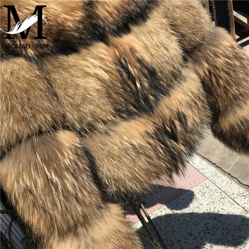 Шуба из меха енота женская зимняя модная Высококачественная шуба натурального |