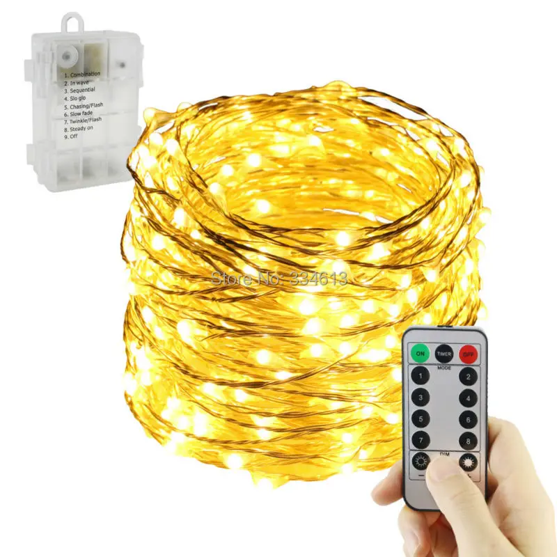 6AA 12 м 240LED гирлянда с питанием от аккумулятора 8 режимов водонепроницаемая