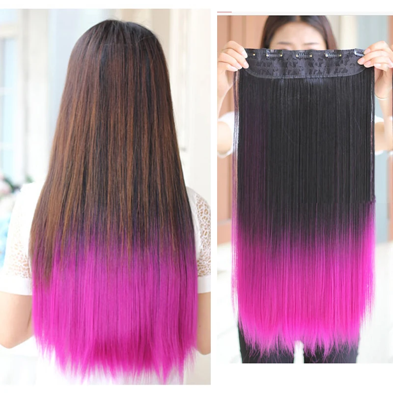 5 Клипы Женщин Высокой Температуре Устойчивы Волокна Синтетические Парики Клип в