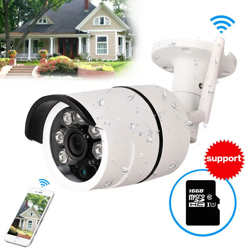 720 P/1080 P CCTV наружная Водонепроницаемая пулевидная ip камера Wifi беспроводная