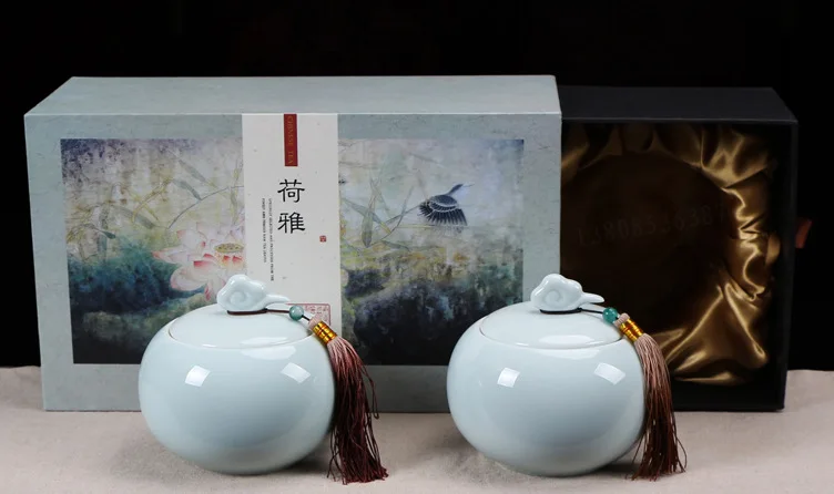 Урна для кремации собак, фарфоровые декоративные урны Celadon высокого качества, корзина для питомца, памятник для собак, урна для кошек, 2 урны с подарочной упаковкой - Цвет: 2 Urns gift package