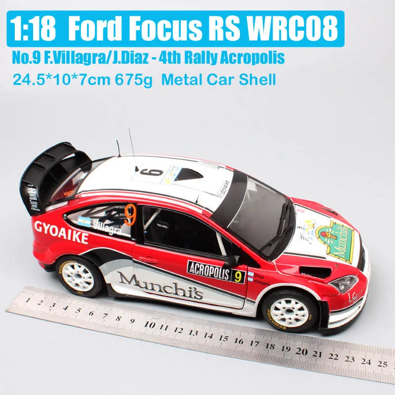 1:18 масштаб Большой sunstar большой Ford RS WRC 2008 драйвер № 9 F. Вильягра ралли Acropol игрушечные машинки модели гоночного автомобиля игрушка