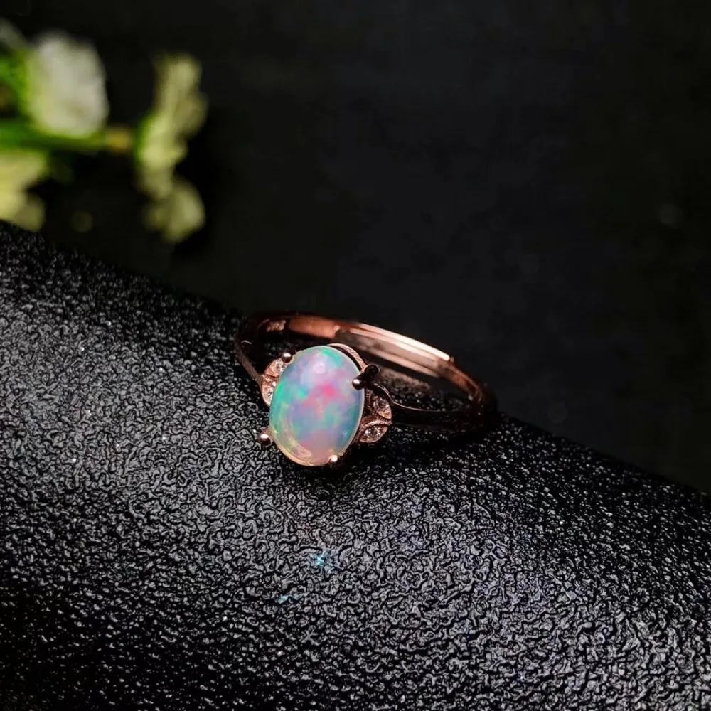 Shilovem 925 Серебряное кольцо с натуральным опалом Ювелирные украшения для женщин Модный свадебный подарок Новинка, yhj060801ago
