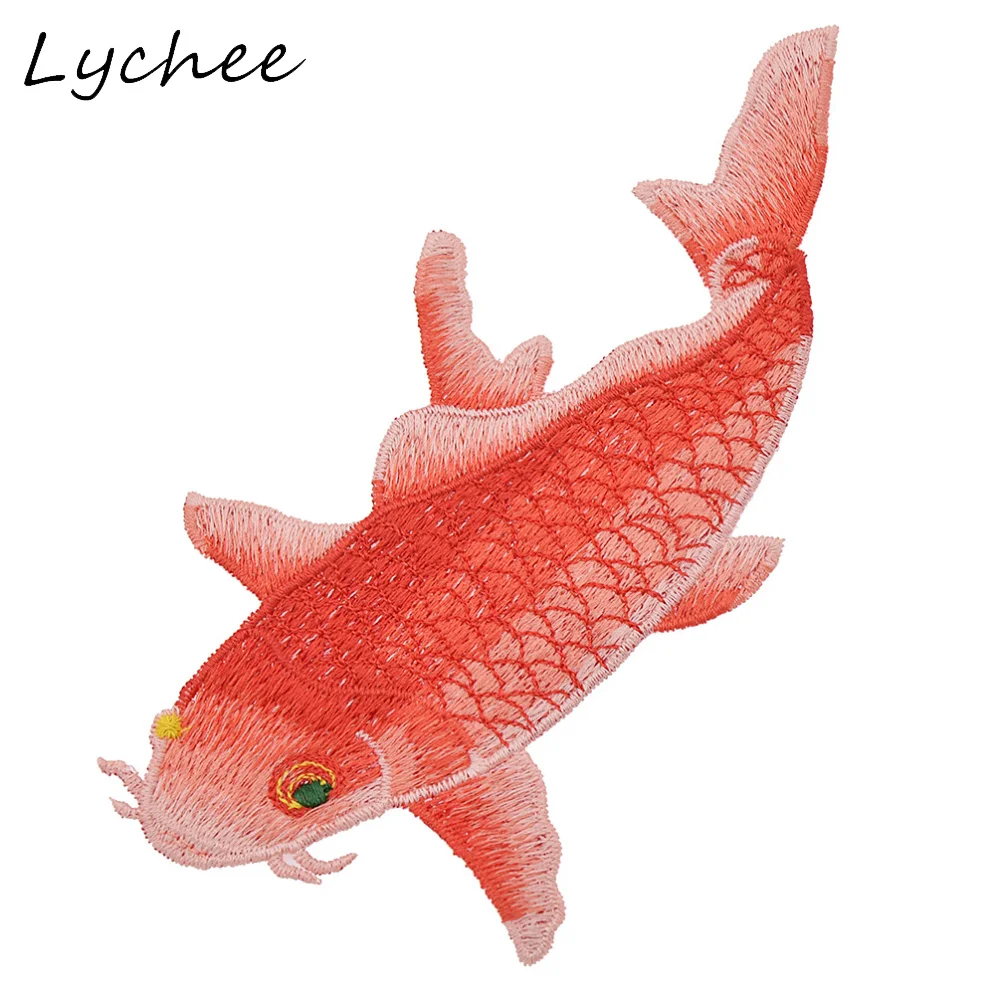 Lychee черно-красный цвет животное Карп Рыба вышитые нашивки для женщин DIY ручной