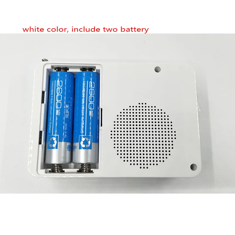 white two battery KK60 с большим светодиодный дисплеем TF \ Micro SD USB динамик MP3-плеер FM радио часы будильник светодиодный фонарик - Цвет: white two battery