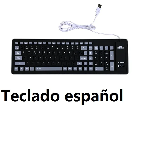 Spanish Английская клавиатура испанская клавиатура 103 клавиша компактная USB Мягкая Силиконовая Водонепроницаемая клавиатура для ПК ноутбука - Цвет: Spanish