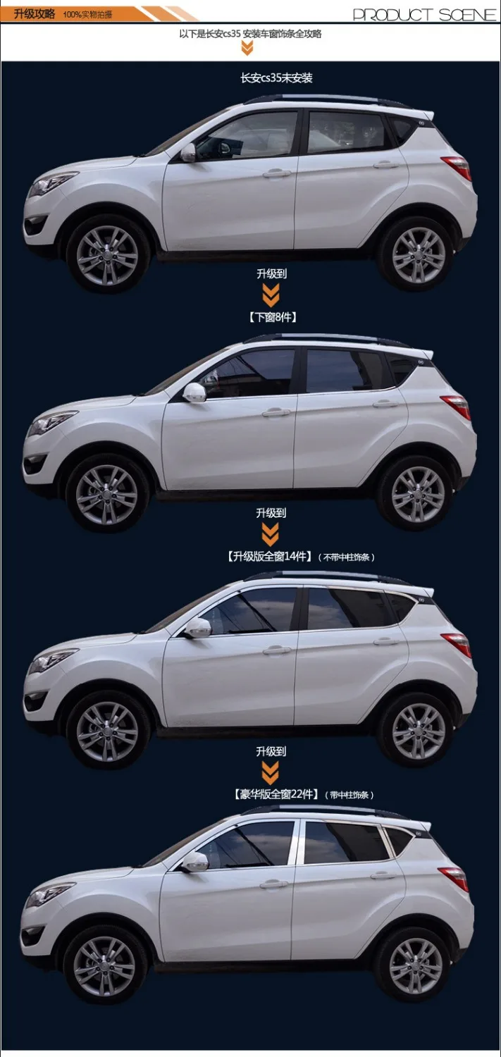Оконная яркая полная посылка, модифицированный хромированный стиль Changan CS35, украшения из нержавеющей стали, артикул CS35, оконный светильник