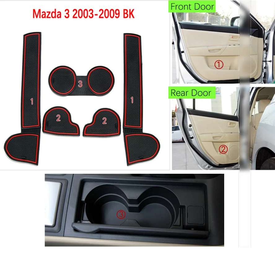Противоскользящий коврик для Mazda 3 BK 2003 2004 2005 2006 2007 2008 2009 MK1 MPS затворный слот подставка анти-грязный Салонные подложки 5 шт