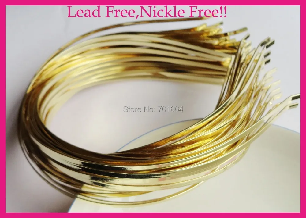 

10PCS top quality 3mm golden plain metal hair headbands with bent ends at nickle free and lead free,BARGAIN for BULK