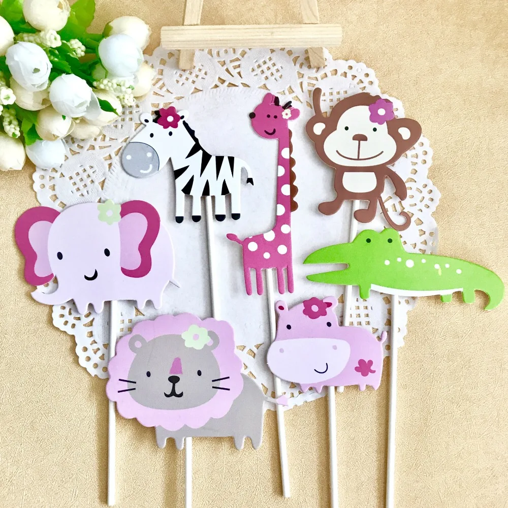 Omilut 7 шт. сафари в джунглях искусственные украшения для торта детский праздник