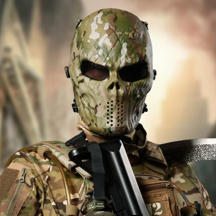 

Skull Skeleton Airsoft Paintball BB Gun Full Face Protect Mask Shot Helmets Foam Padded Inside Black Eye Shield Full Cover