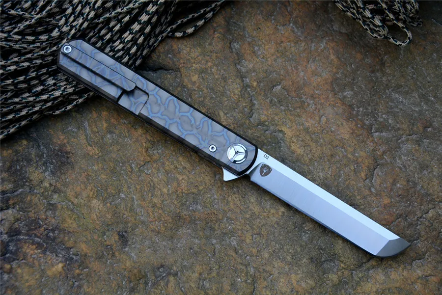 TWOSUN TS67 складной нож D2 атласное Лезвие Керамический шарикоподшипник шайба TC4
