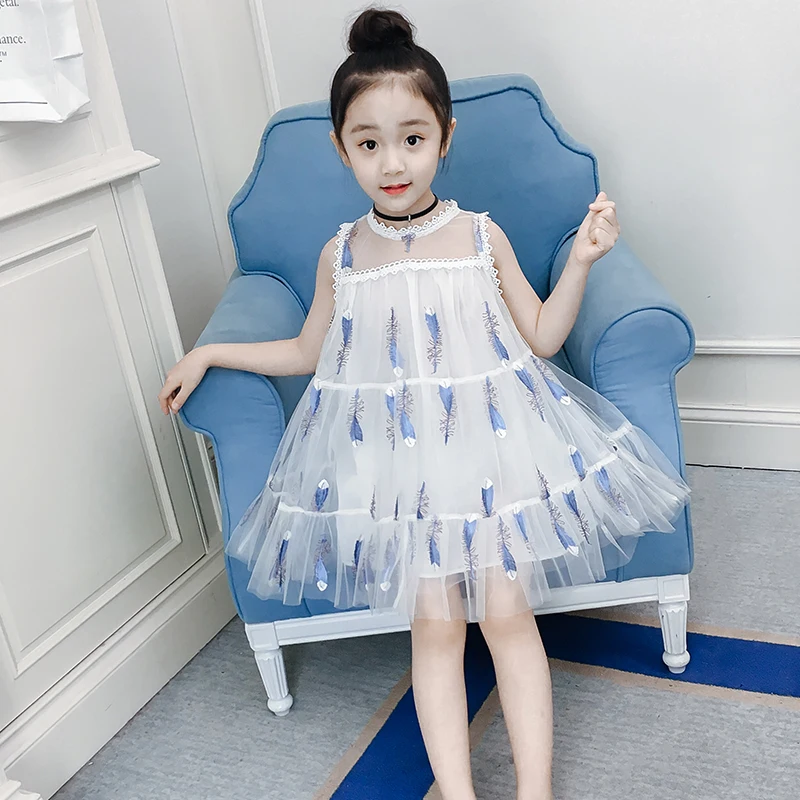 Summer Girl Clothes Kids Dresses For Girls Lace Feather Embroidery Dress Party Wedding Children Princess | Детская одежда и обувь