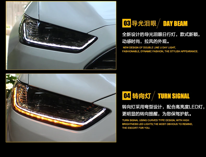 Головной фонарь автомобильный Стайлинг для Ford Mondeo в сборе фары 2013- для Ford Fusion Bi-xenon двойной объектив HID комплект led drl