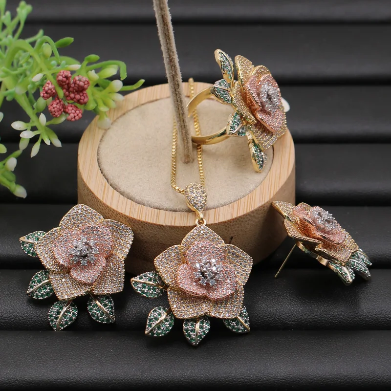 Набор ювелирных изделий Lanyika нежные классические серьги стержни цветы с листом