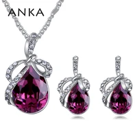 anka water drop crystal bowknot earring necklace set for women luxury wedding jewelry set crystals from austria 26348